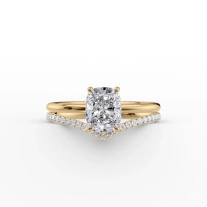 The Low Profile Kamellie Set With A 3.5 Carat Elongated Cushion Moissanite