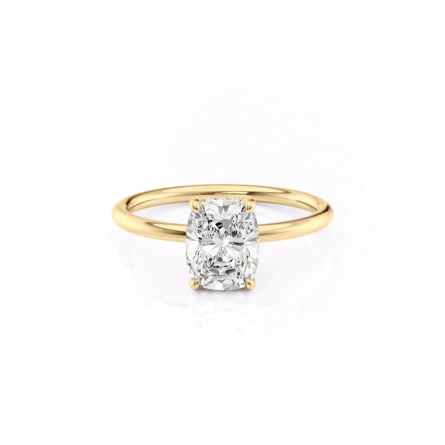 The Low Profile Kamellie Set With A 2.5 Carat Elongated Cushion Lab Diamond