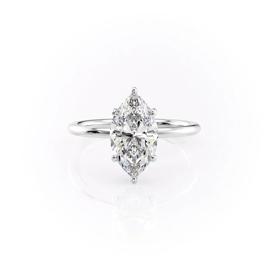The Low Profile Kamellie Set With A 4.5 Carat Marquise Moissanite