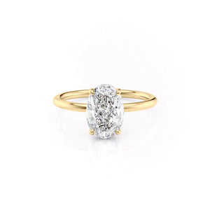 The Low Profile Kamellie Set With A Oval Moissanite