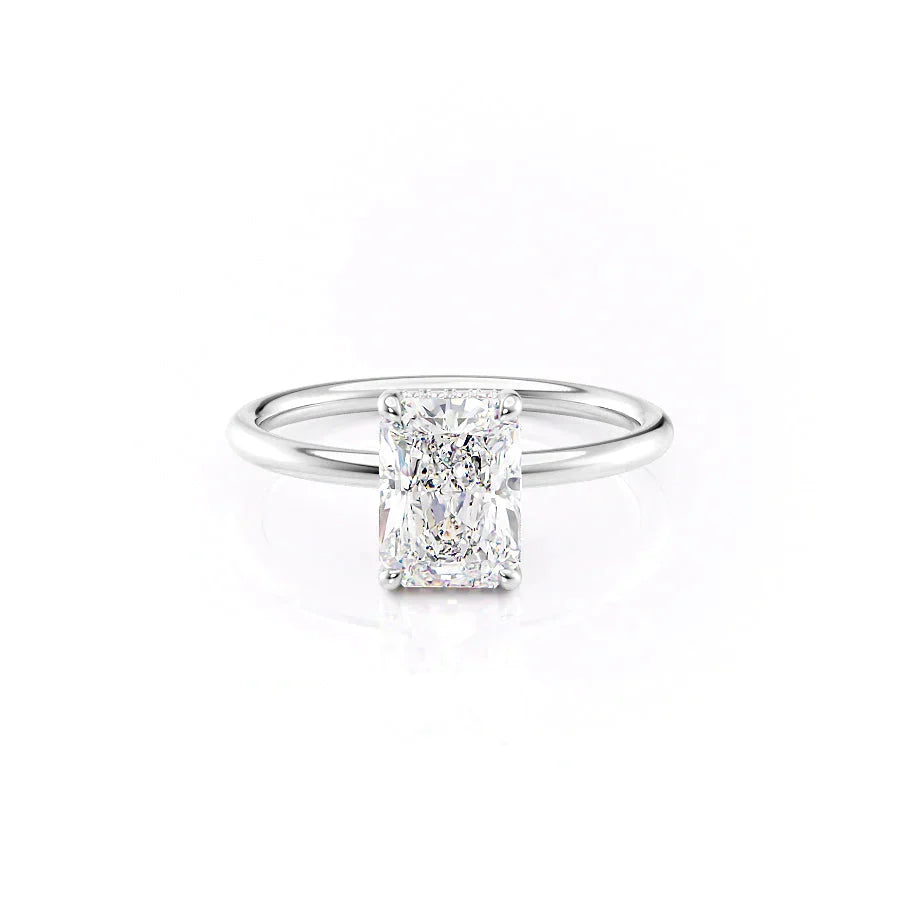 The Low Profile Kamellie Set With A 2.5 Carat Radiant Moissanite
