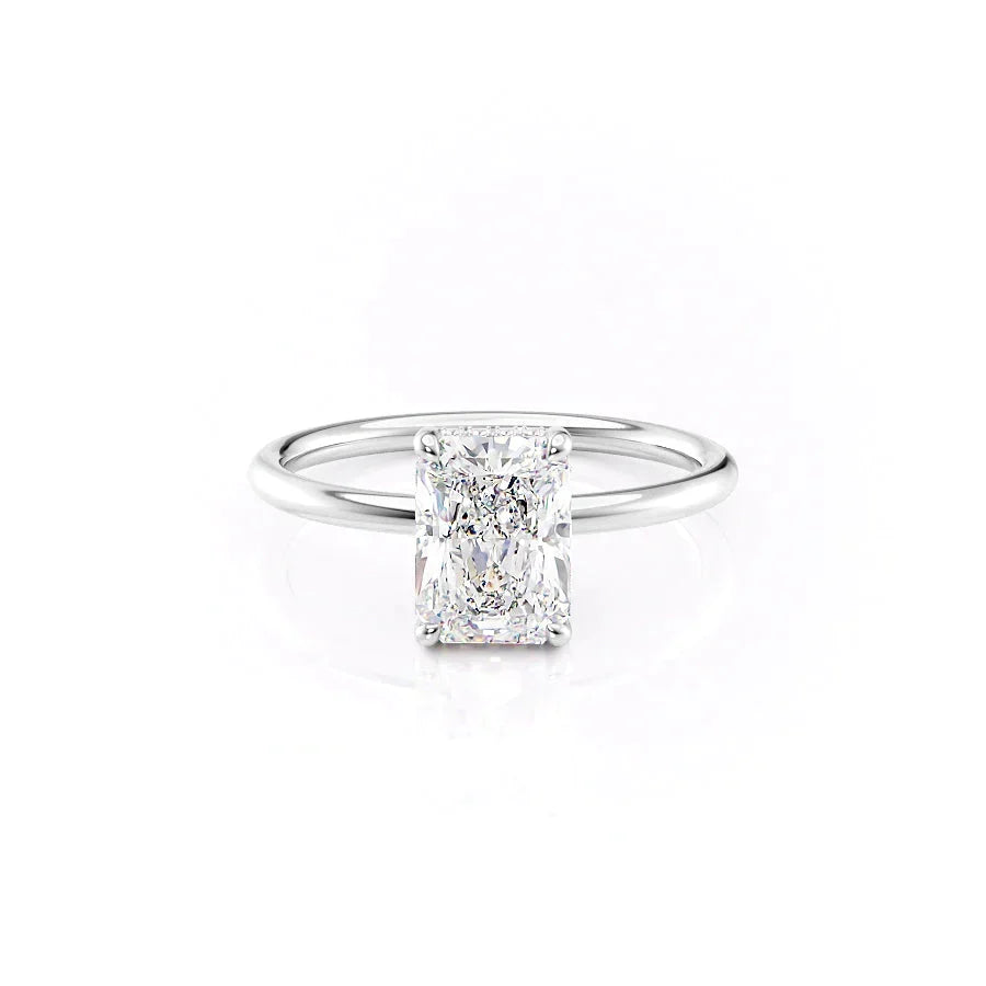 The Low Profile Kamellie Set With A Radiant Moissanite