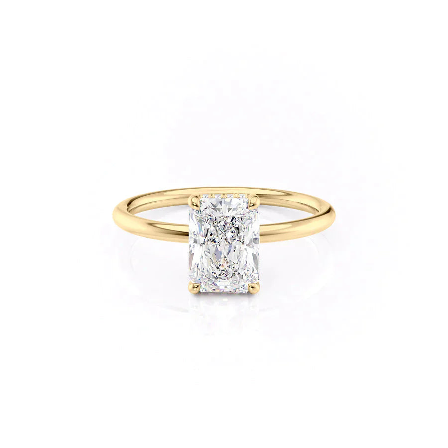 The Low Profile Kamellie Set With A 2.5 Carat Radiant Moissanite