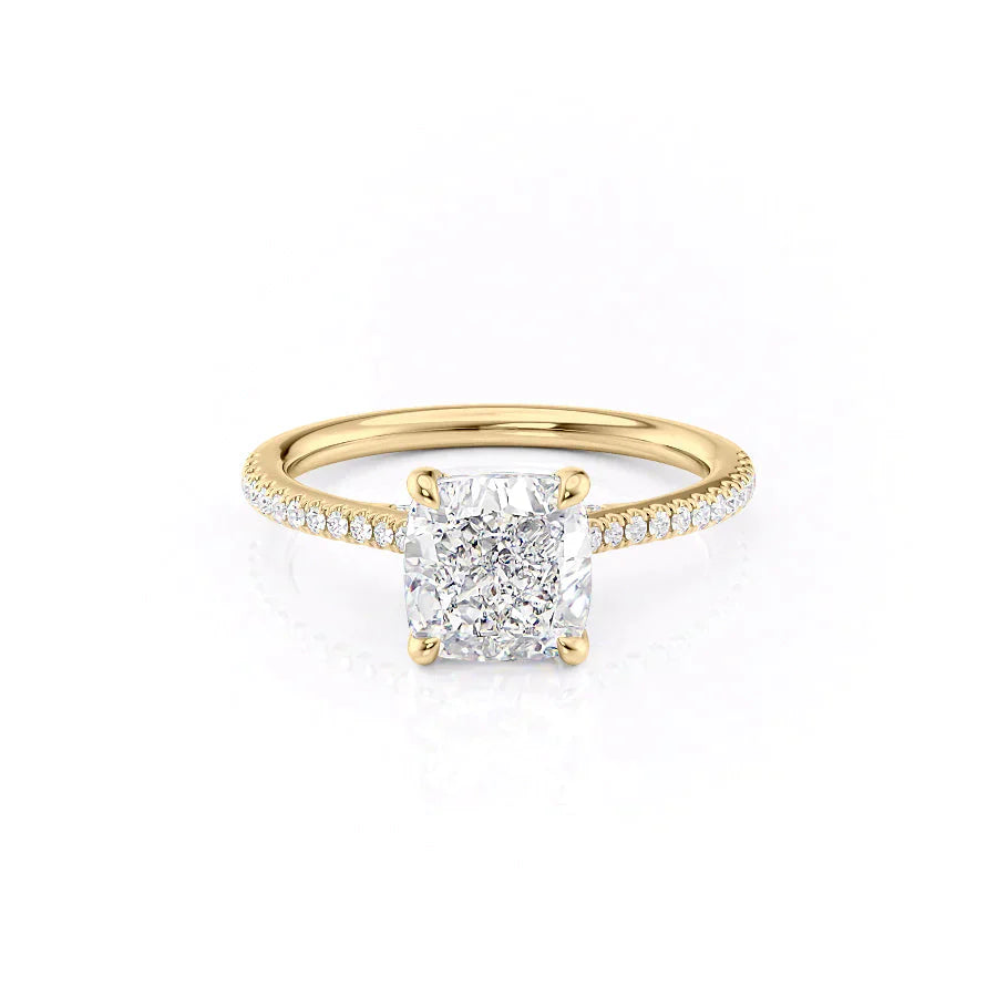 The Pave Claire Set With A 1.5 Carat Cushion Moissanite