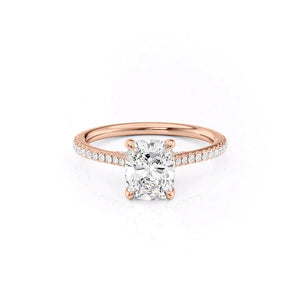 The Pave Claire Set With A 2 Carat Elongated Cushion Lab Diamond