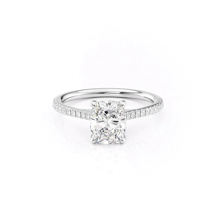 The Pave Claire Set With A Elongated Cushion Moissanite