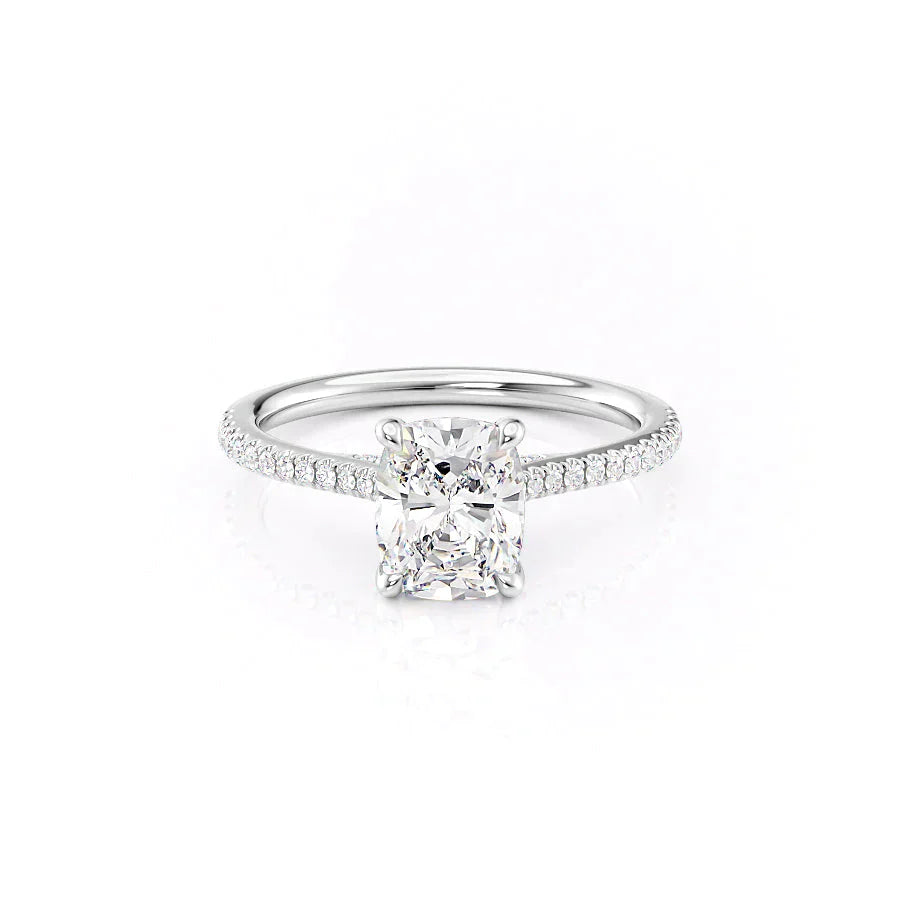 The Pave Claire Set With A 3 Carat Elongated Cushion Lab Diamond