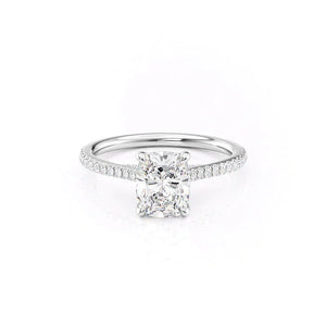 The Pave Claire Set With A 2.5 Carat Elongated Cushion Lab Diamond