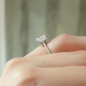 The Pave Claire Set With A 3 Carat Elongated Cushion Lab Diamond