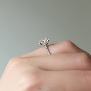 The Pave Claire Set With A 3 Carat Elongated Cushion Lab Diamond