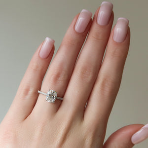 The Pave Claire Set With A 3 Carat Elongated Cushion Lab Diamond