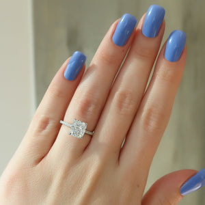 The Pave Claire Set With A 3 Carat Elongated Cushion Lab Diamond