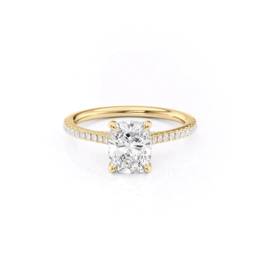 The Pave Claire Set With A 1.5 Carat Elongated Cushion Moissanite