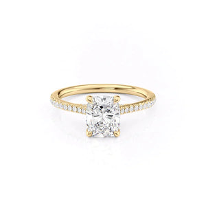 The Pave Claire Set With A 1.5 Carat Elongated Cushion Moissanite