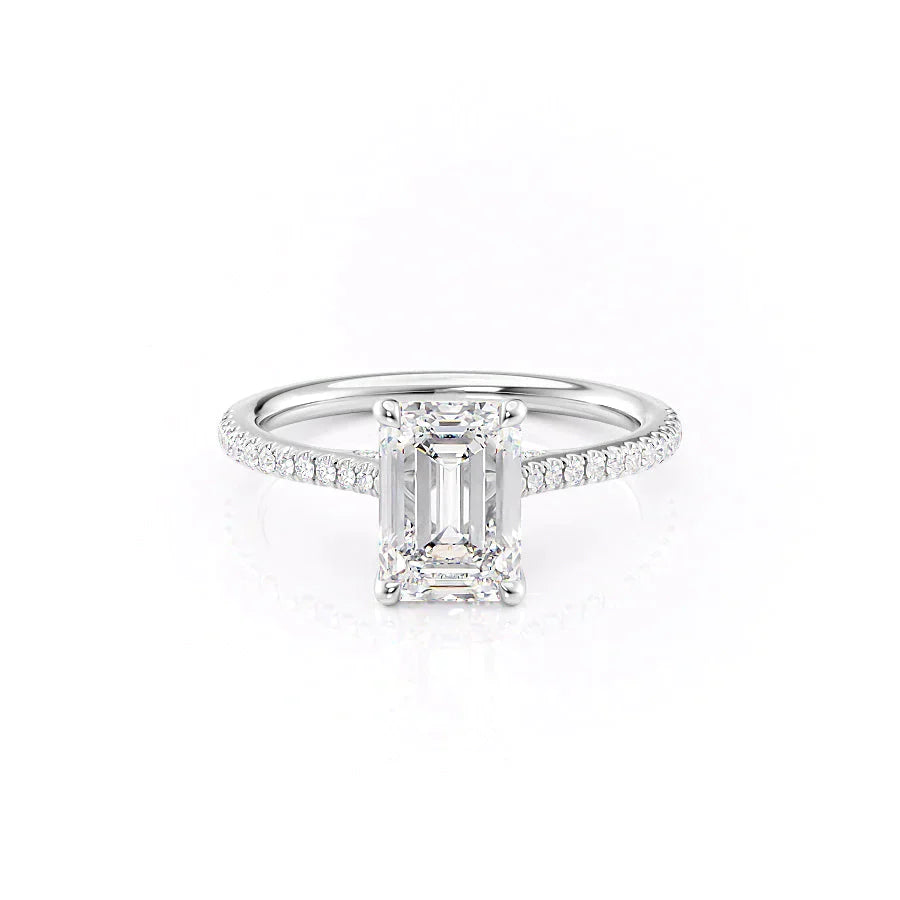 The Pave Claire Set With A 1.5 Carat Emerald Moissanite