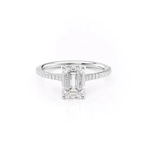 The Pave Claire Set With A 1.5 Carat Emerald Moissanite