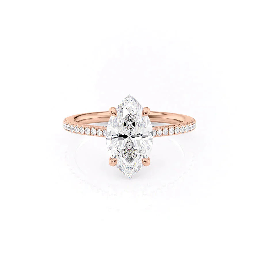 The Pave Claire Set With A 1.5 Carat Marquise Lab Diamond