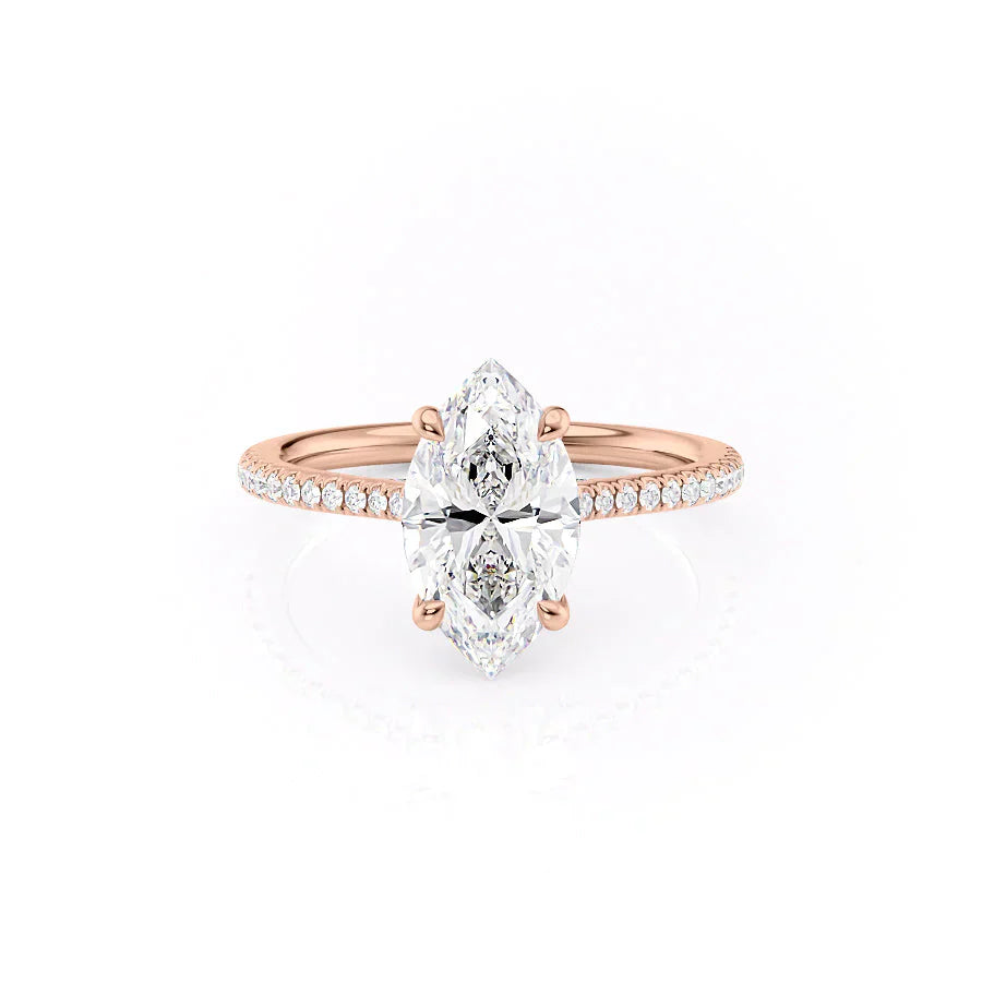 The Pave Claire Set With A 1.5 Carat Marquise Moissanite