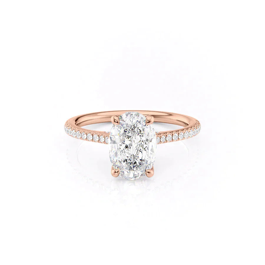 The Pave Claire Set With A 1.5 Carat Oval Moissanite