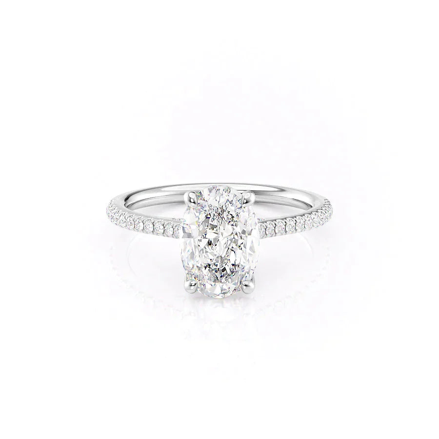 The Pave Claire Set With A 2.5 Carat Oval Moissanite