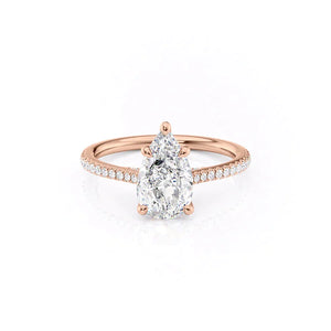 The Pave Claire Set With A 3.5 Carat Pear Moissanite