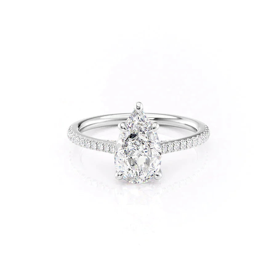 The Pave Claire Set With A Pear Moissanite