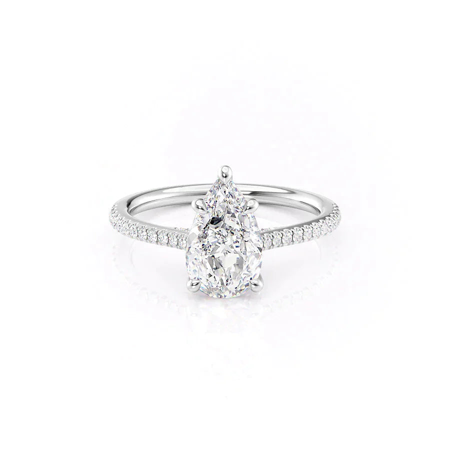 The Pave Claire Set With A 1.5 Carat Pear Moissanite