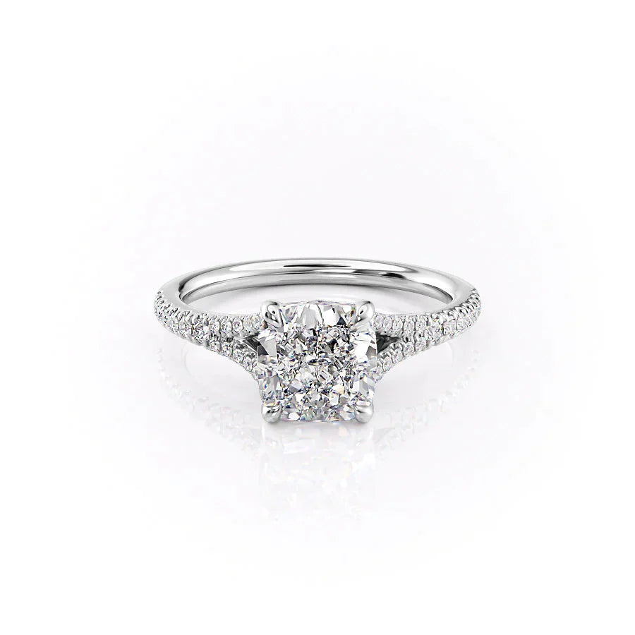 The Jade Set With A 2.5 Carat Cushion Moissanite
