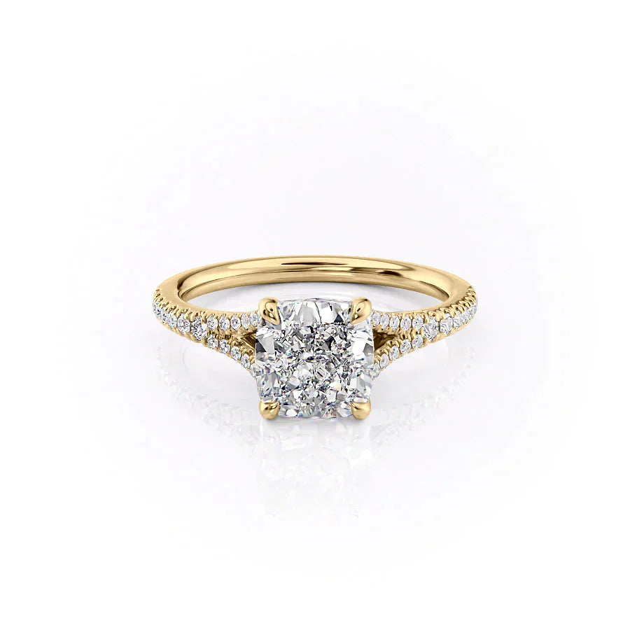 The Jade Set With A 2 Carat Cushion Moissanite