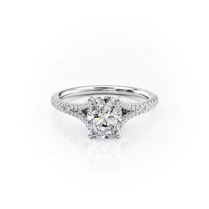 The Jade Set With A 2 Carat Elongated Cushion Moissanite