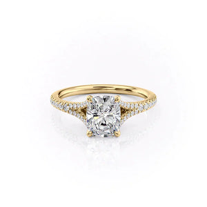 The Jade Set With A 2 Carat Elongated Cushion Moissanite