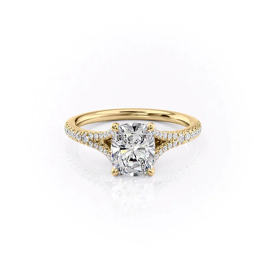The Jade Set With A 3 Carat Elongated Cushion Moissanite
