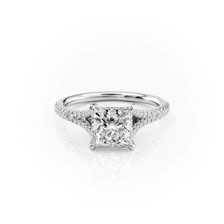 The Jade Set With A 1.5 Carat Princess Moissanite