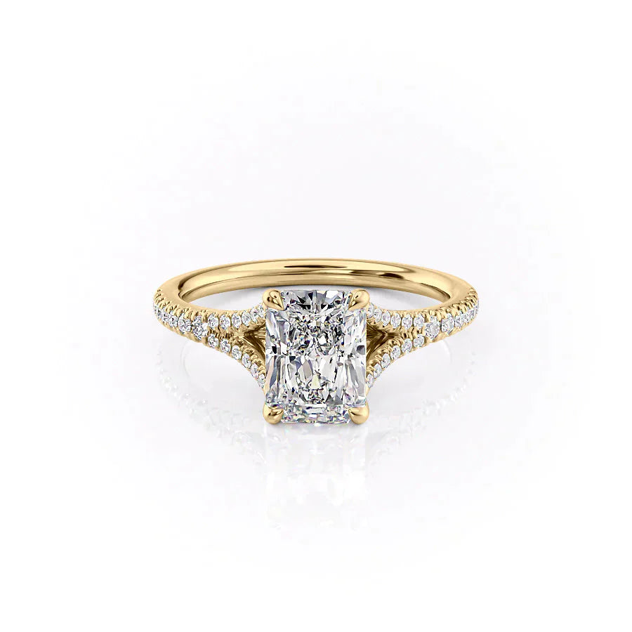 The Jade Set With A 1.5 Carat Radiant Moissanite