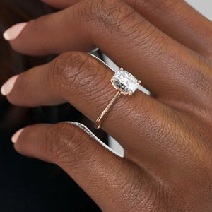 The Madison Set With A 3 Carat Elongated Cushion Lab Diamond