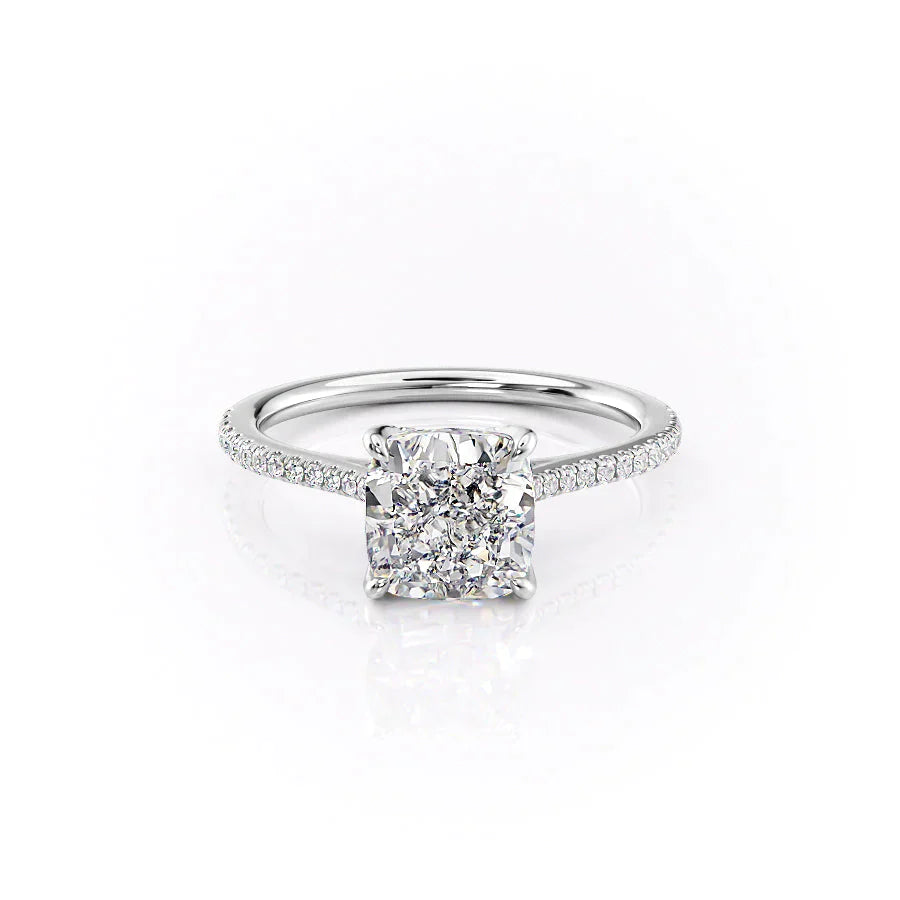 The Pave Madison Set With A 4 Carat Cushion Moissanite