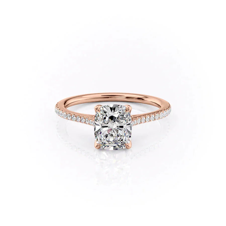 The Pave Madison Set With A 1.5 Carat Elongated Cushion Moissanite