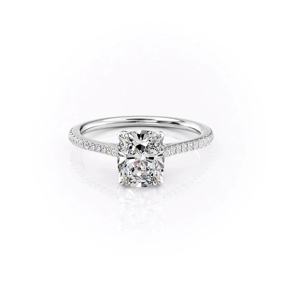 The Pave Madison Set With A 3 Carat Elongated Cushion Moissanite