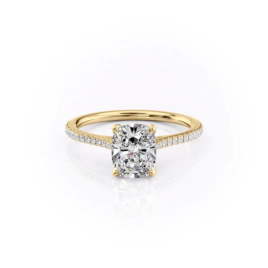 The Pave Madison Set With A 5 Carat Elongated Cushion Moissanite