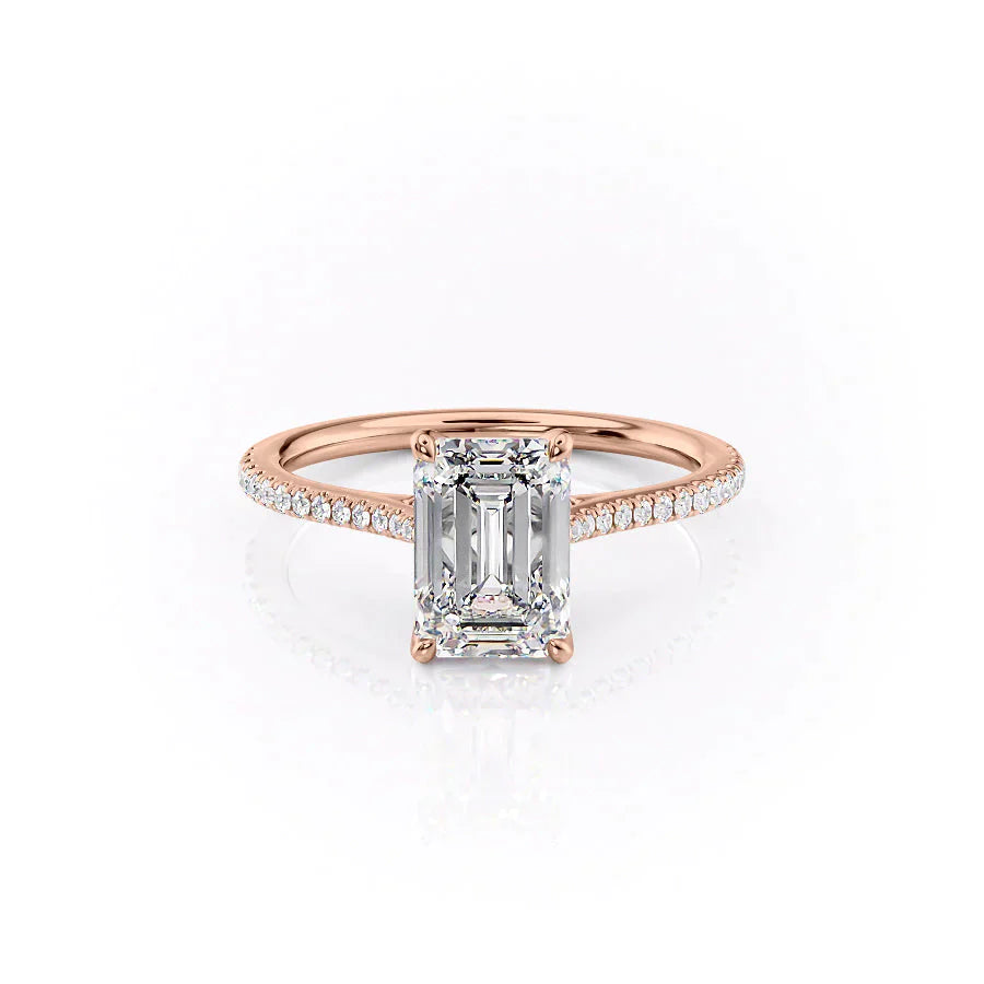 The Pave Madison Set With A 2.5 Carat Emerald Moissanite