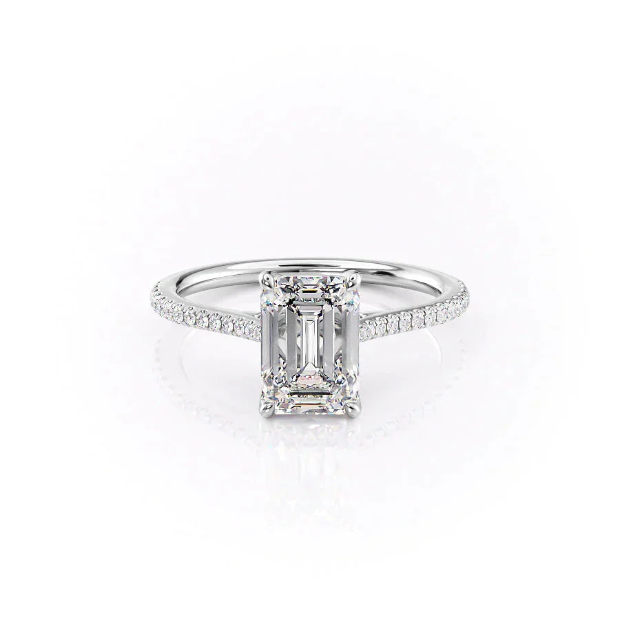 The Pave Madison Set With A 1.5 Carat Emerald Moissanite