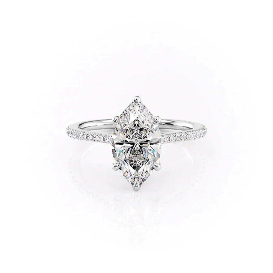 The Pave Madison Set With A 2.5 Carat Marquise Lab Diamond