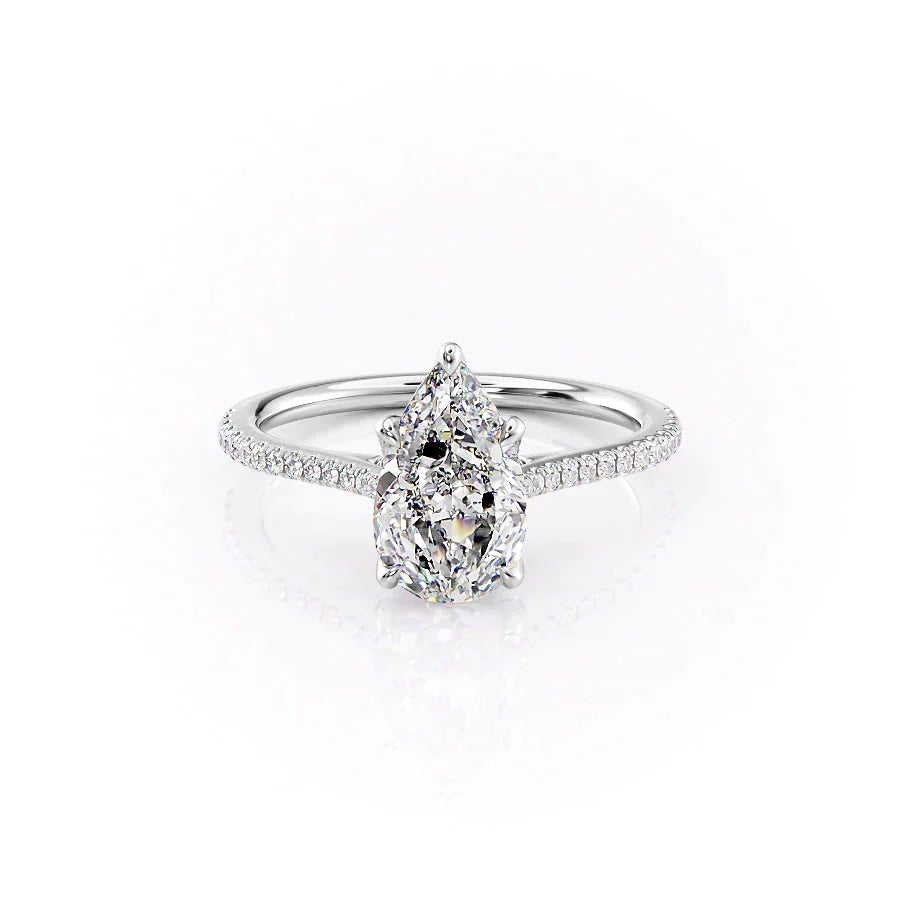 The Pave Madison Set With A 1.5 Carat Pear Moissanite