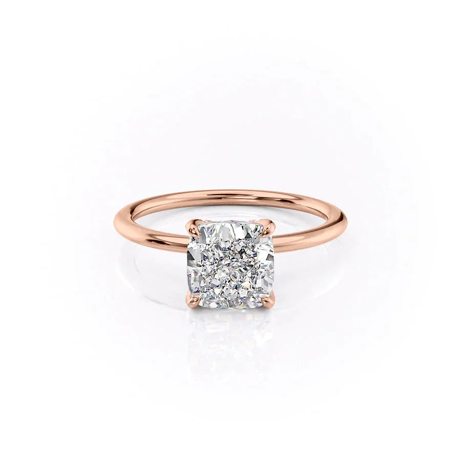 The Petal Kamellie Set With A 1.5 Carat Cushion Lab Diamond