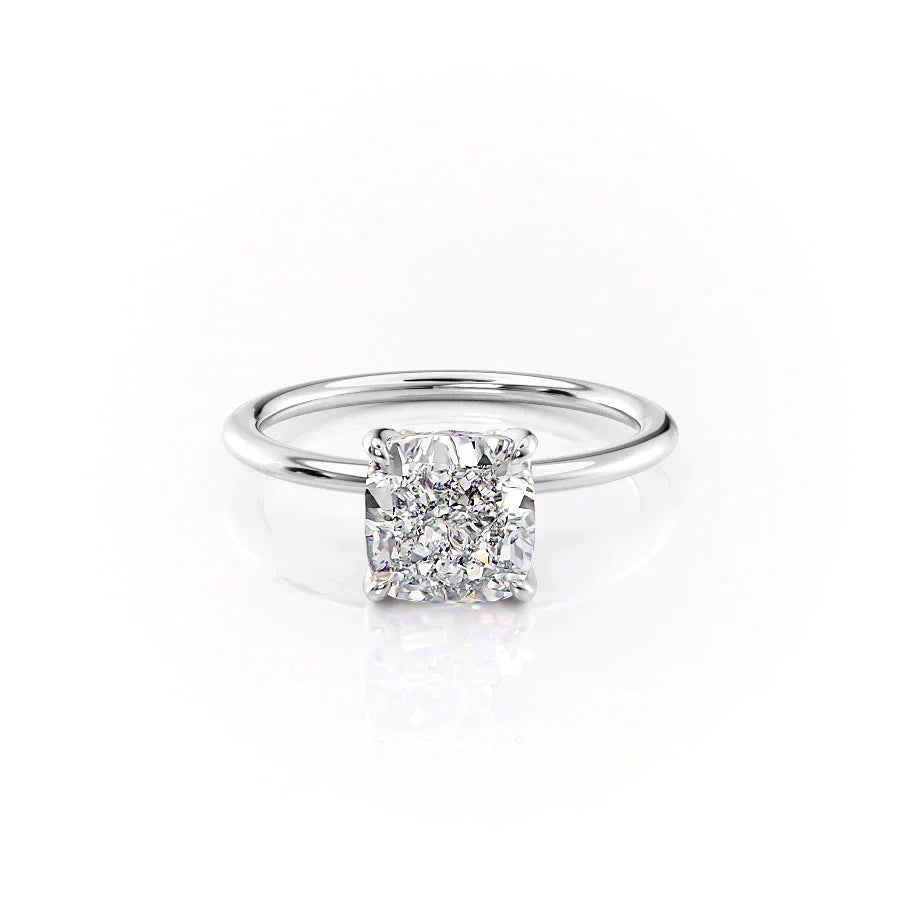 The Petal Kamellie Set With A 3.5 Carat Cushion Moissanite