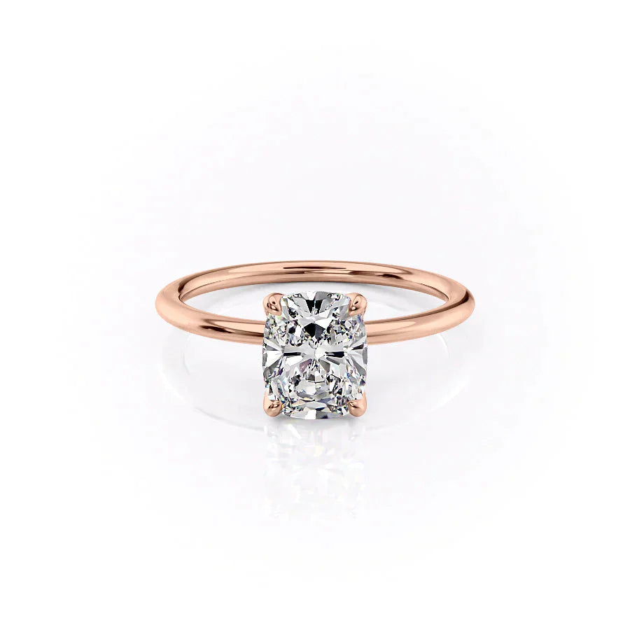 The Petal Kamellie Set With A 1.5 Carat Elongated Cushion Moissanite