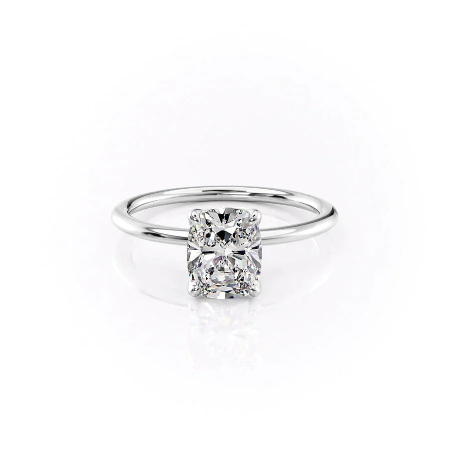 The Petal Kamellie Set With A 3.5 Carat Elongated Cushion Moissanite