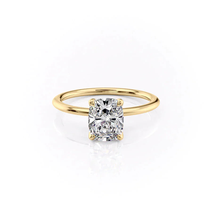 The Petal Kamellie Set With A 3.5 Carat Elongated Cushion Moissanite