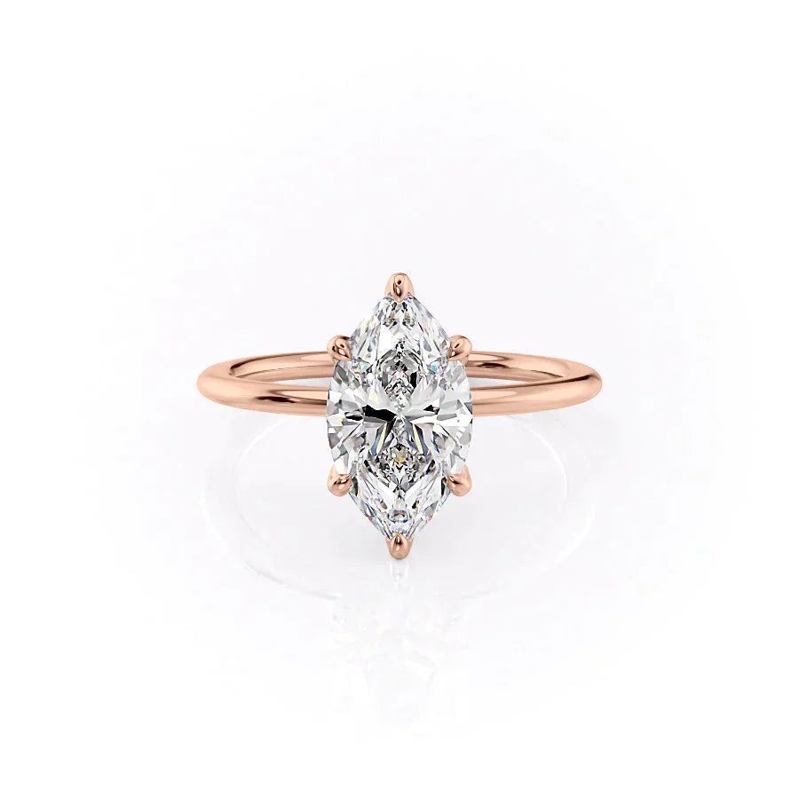 The Petal Kamellie Set With A 3 Carat Marquise Lab Diamond