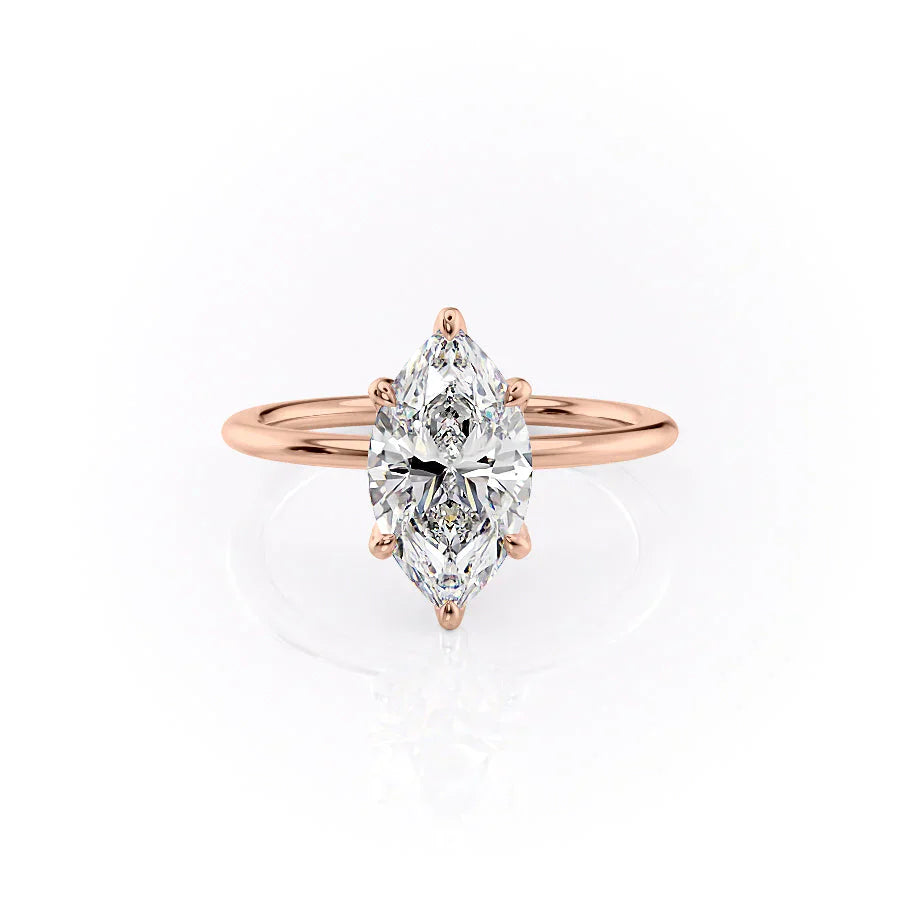 The Petal Kamellie Set With A 2.5 Carat Marquise Moissanite